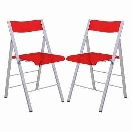 KD AMERICANA 30 x 17.75 x 16.5 in. Menno Modern Acrylic Folding Chair, Red, 2PK KD3035900